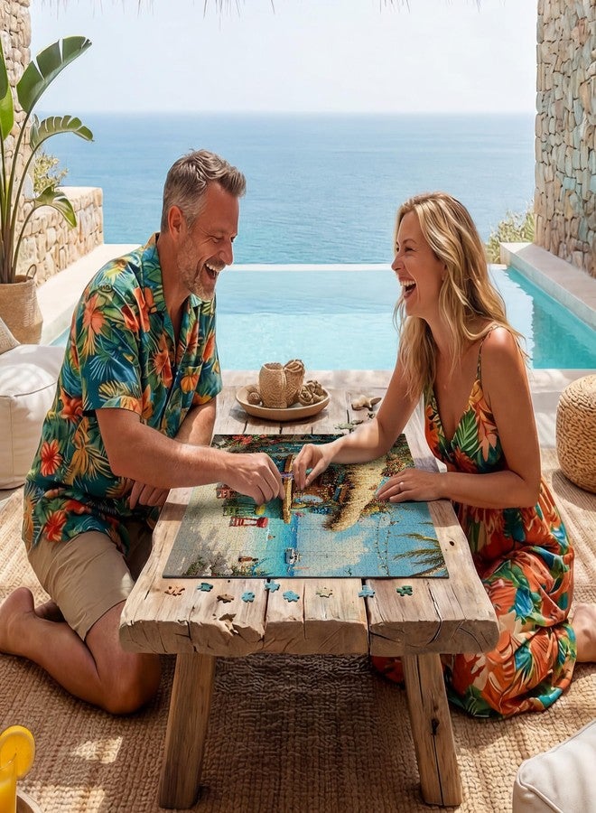 lamplig Puzzles for Adults 1000 Pieces, Hawaii Beach Tiki Bar Tropical Ocean Summer, Nature 1000 Piece Puzzle for Adults Seniors, Hard Jigsaw Puzzles with Letters on Back, 1:1 Poster - Image 5