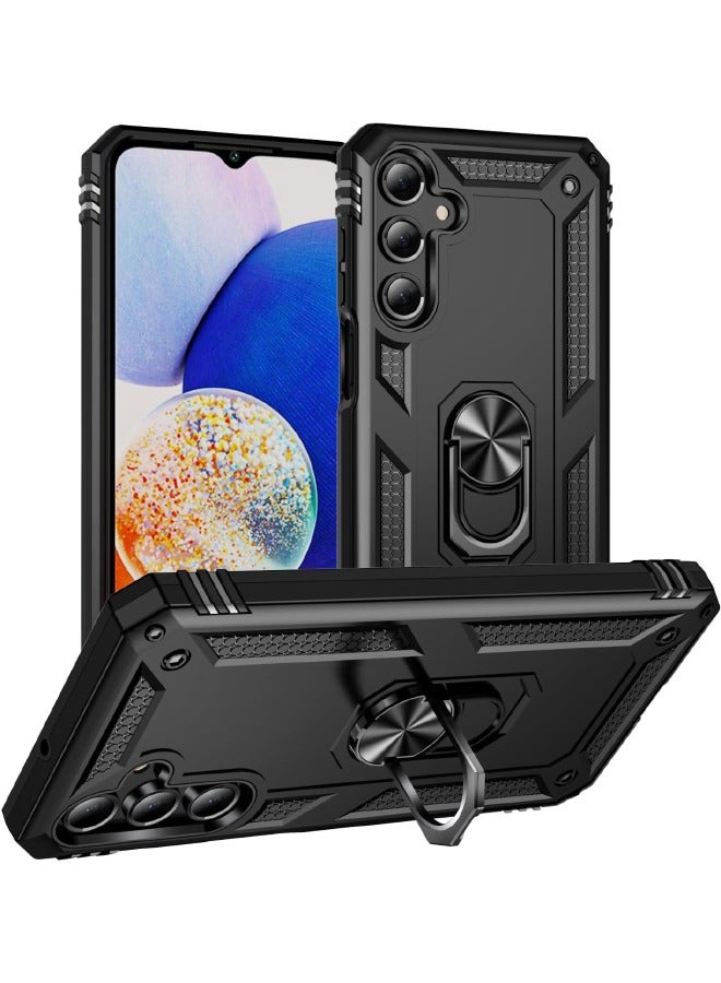 RUGGED SHIELD Samsung Galaxy A16 Case, Built-in 360° Rotate Ring Kickstand, Mixed Material Heavy Duty Shockproof Drop Proof Protective Case Cover for Samsung Galaxy A16 5G/4G, Black