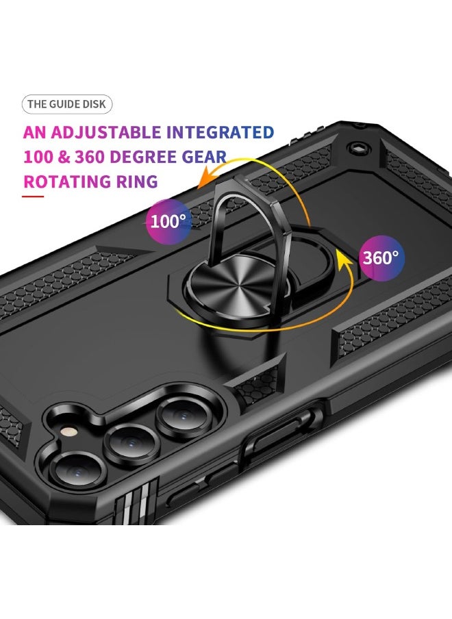 RUGGED SHIELD Samsung Galaxy A16 Case, Built-in 360° Rotate Ring Kickstand, Mixed Material Heavy Duty Shockproof Drop Proof Protective Case Cover for Samsung Galaxy A16 5G/4G, Black  - Image 3