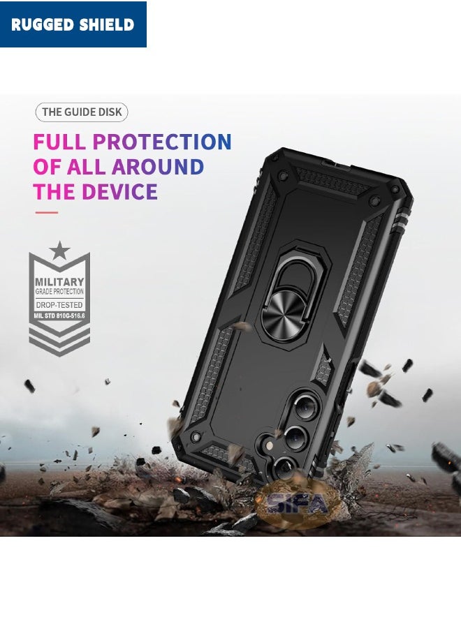 RUGGED SHIELD - Samsung Galaxy A16 Case, Built-in 360° Rotate Ring Kickstand, Mixed Material Heavy Duty Shockproof Drop Proof Protective Case Cover for Samsung Galaxy A16 5G/4G, Black - Image 1