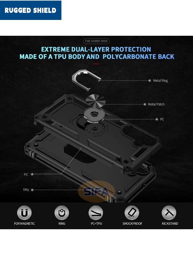 RUGGED SHIELD - Samsung Galaxy A16 Case, Built-in 360° Rotate Ring Kickstand, Mixed Material Heavy Duty Shockproof Drop Proof Protective Case Cover for Samsung Galaxy A16 5G/4G, Black - Image 1