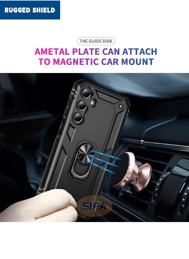 RUGGED SHIELD - Samsung Galaxy A16 Case, Built-in 360° Rotate Ring Kickstand, Mixed Material Heavy Duty Shockproof Drop Proof Protective Case Cover for Samsung Galaxy A16 5G/4G, Black - Image 1