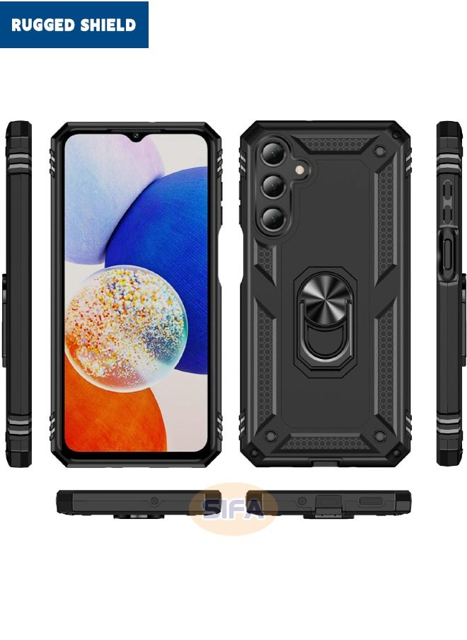 RUGGED SHIELD - Samsung Galaxy A16 Case, Built-in 360° Rotate Ring Kickstand, Mixed Material Heavy Duty Shockproof Drop Proof Protective Case Cover for Samsung Galaxy A16 5G/4G, Black - Image 1
