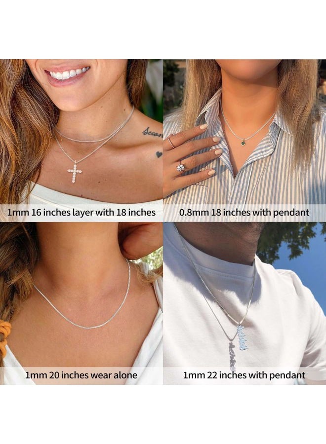 ASHINE Silver Chain Sterling Silver Chain Silver Chain Necklace for Women Silver Necklace Chain (1mm Box Chain Lobster Clasp 30 Inches) - Image 2