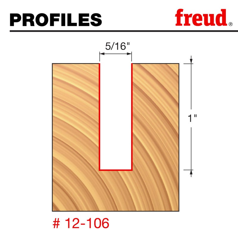 Freud 12-106: 5/16" (Dia.) Double Flute Straight Bit with 1/2" Shank - Image 2