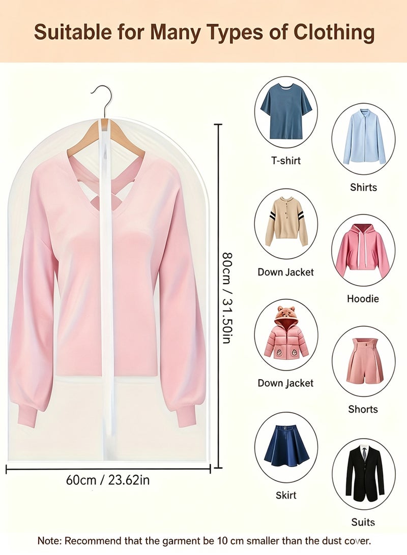 6PCS Transparent Dustproof Garment Bags, 60x80cm Zippered Hanging Clothes Dust Covers for Suits, Jackets & Dresses, Clothing Protector for Closet & Travel Organization - Image 2