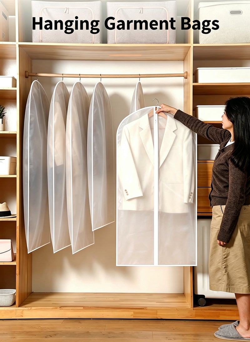 6PCS Transparent Dustproof Garment Bags, 60x80cm Zippered Hanging Clothes Dust Covers for Suits, Jackets & Dresses, Clothing Protector for Closet & Travel Organization - Image 1