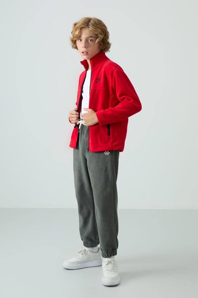 Tommy Life Red Thick Soft Texture Standard Fit Embroidered Polar Fleece Boy's Sweatshirt - 11223  - Image 2
