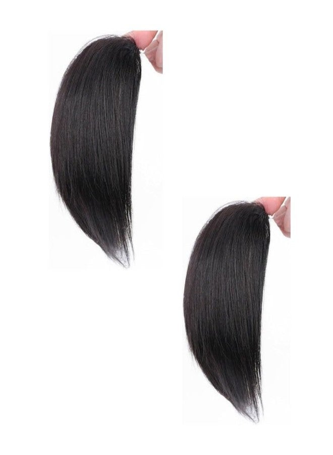 WLngtv 2 Pieces Black Invisible Hair Toppers for Women, Human Toppers for Women Seamless Clip In Hair Extension Pieces Short Fake Fringe Lining Top Hairpieces, Extensions, Wigs, Accessories (25cm) - Image 1