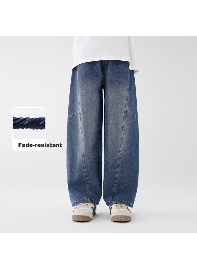 Zuoxi Girls' Jeans, Color-fast Children's Curved Pants, New Style, Big Kids Autumn Trousers, Dark Denim Color, Size 140 - Image 4