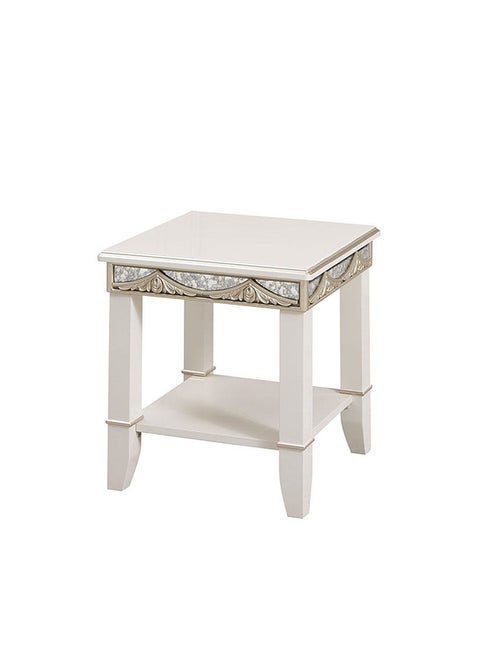 Celestial End Table Multifunctional Living Room Table Space Saving Side Table Modern Design Furniture For Home 52.2x52.2x55cm Off White/Gold