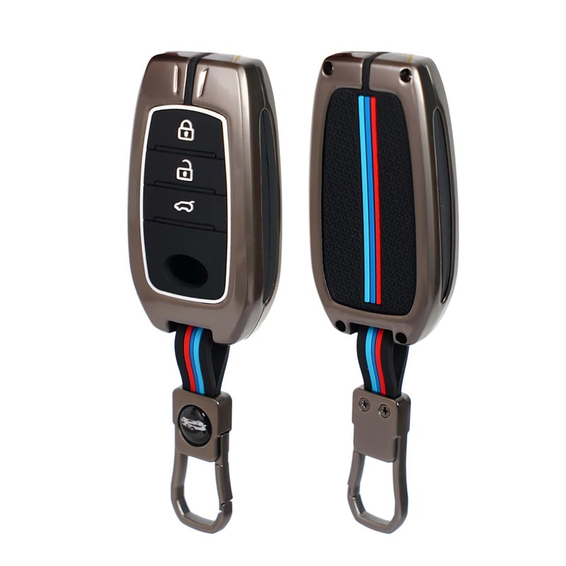Auto thrill Premium Metal Key Cover Compatible with Toyota Fortuner | Fortuner Legender | Innova Hycross | Invicto 3 Button Smart Key - Image 1