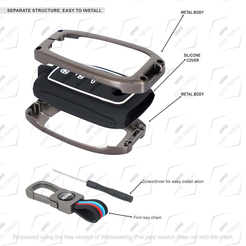 Auto thrill Premium Metal Key Cover Compatible with Toyota Fortuner | Fortuner Legender | Innova Hycross | Invicto 3 Button Smart Key - Image 4