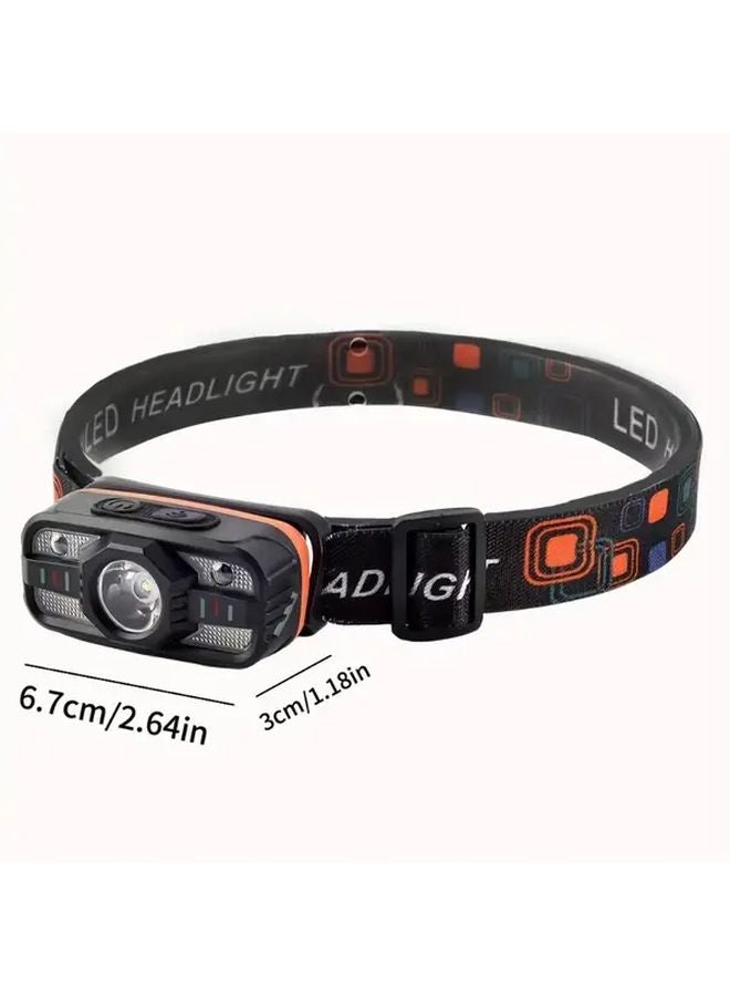 Black LED Headlamp USB Rechargeable Adjustable Flashlight For Camping Fishing Emergency - Image 4
