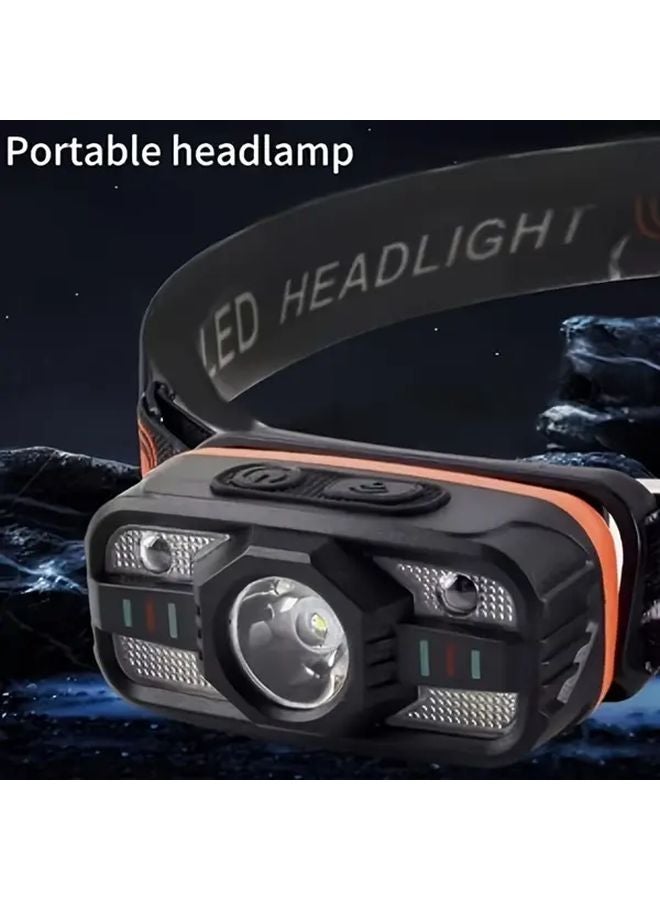 Black LED Headlamp USB Rechargeable Adjustable Flashlight For Camping Fishing Emergency - Image 3