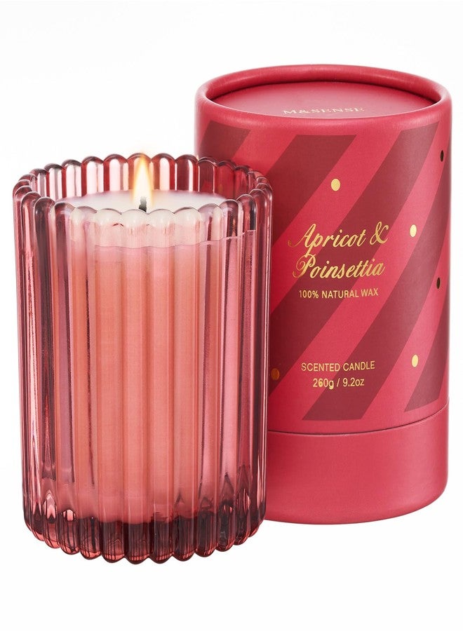 M&SENSE Apricot Poinsettia Scented Candles, Non Toxic Soy Candles, 9.2oz Natural Organic Clean Burning Up to 60 Hours, Christmas Home Decor Gifts for Women - Image 1