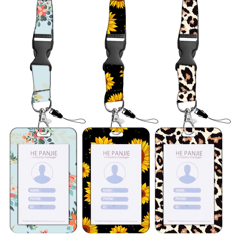 Selling Sunflower Sunflower Leopard Print Uv Print Telescopic Easy-Pull Buckle Badge Id Mobile Phone Lanyard Card Holder - Image 3
