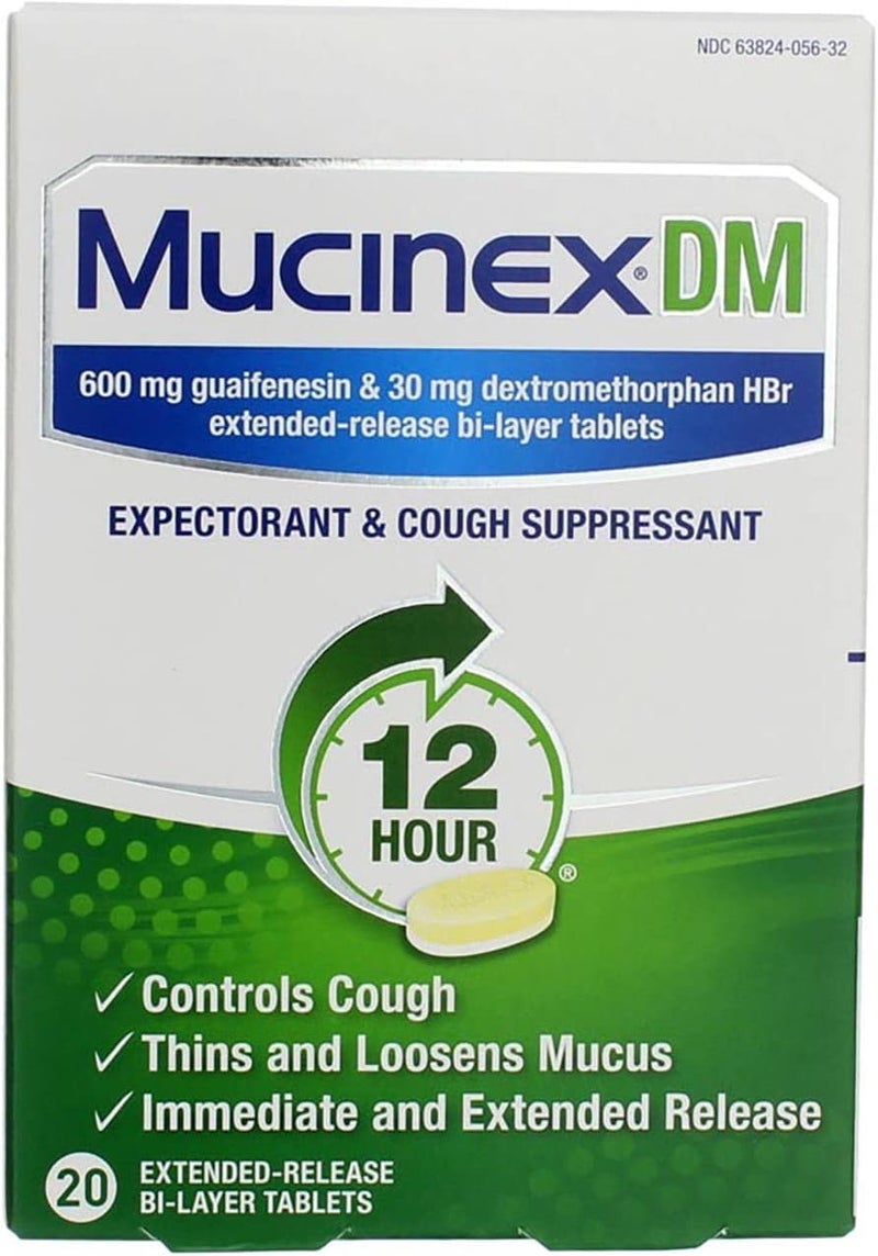 MUCINEX DM 12Hour Expectorant and Cough Suppressant Tablets 20 Count Pack of 6 - Image 1
