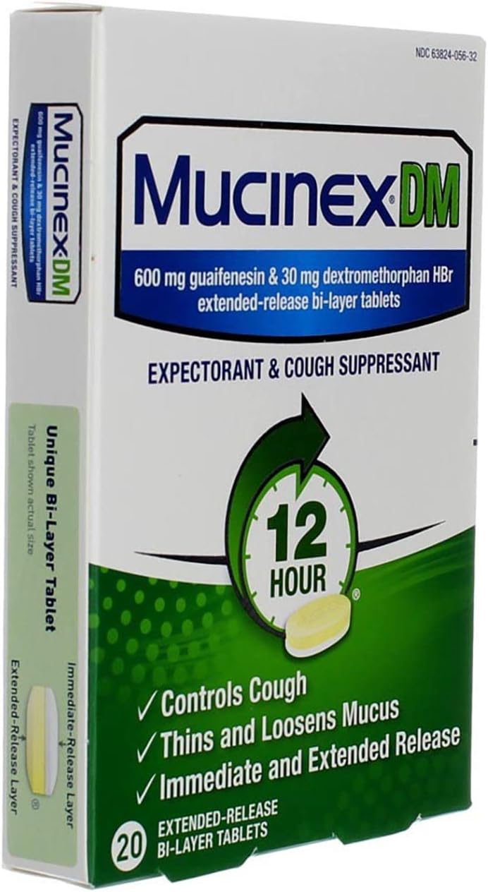 MUCINEX DM 12Hour Expectorant and Cough Suppressant Tablets 20 Count Pack of 6 - Image 4