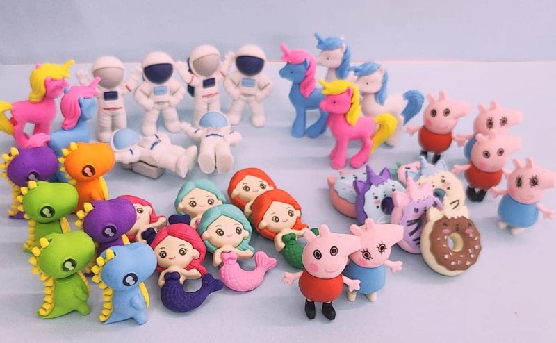 Tera13 Pcs Cartoon Theme Eraser Set for School Stationary, Return Gifts, Multi-Color - Image 2