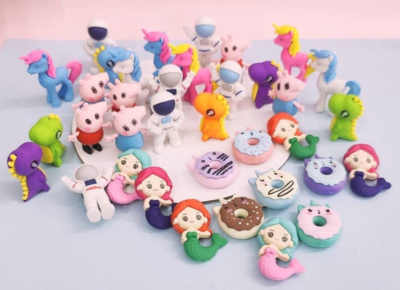 Tera13 Pcs Cartoon Theme Eraser Set for School Stationary, Return Gifts, Multi-Color - Image 3