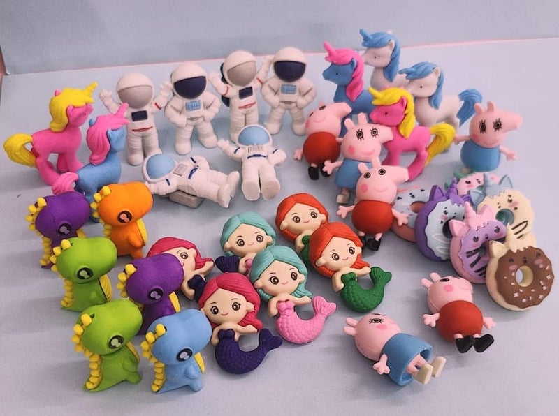 Tera13 Pcs Cartoon Theme Eraser Set for School Stationary, Return Gifts, Multi-Color - Image 4