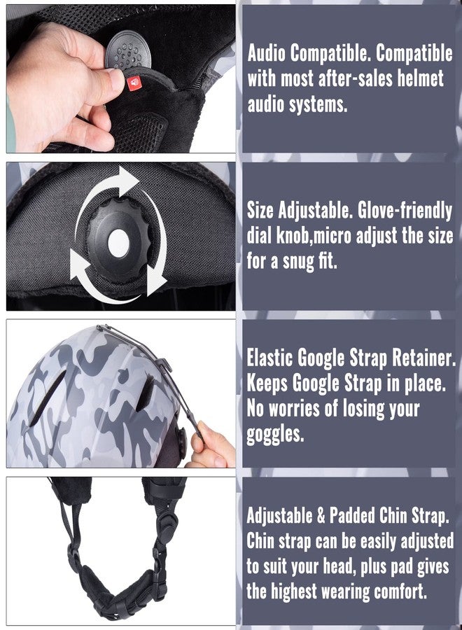 TurboSke Ski and Snowboard Helmet, Audio Compatible and Lightweight, ASTM Standard Helmet for Men, Women and Youth (S, Camo) - Image 4