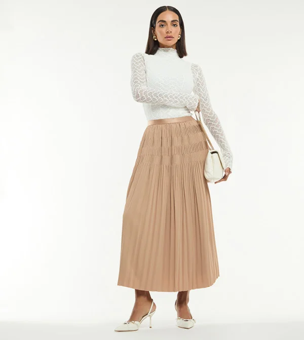 بي سي بي جي BCBG PLEATED MIDI SKIRT