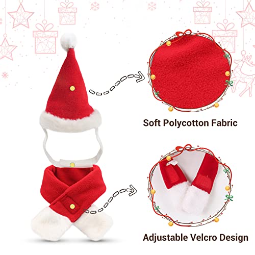 PETLESO Cat Santa Hat with Scarf, Christmas Hats for Cats Small Dog Santa Hat Christmas Costume for Cat Rabbit Puppy Doll Decoration, Red S - Image 2