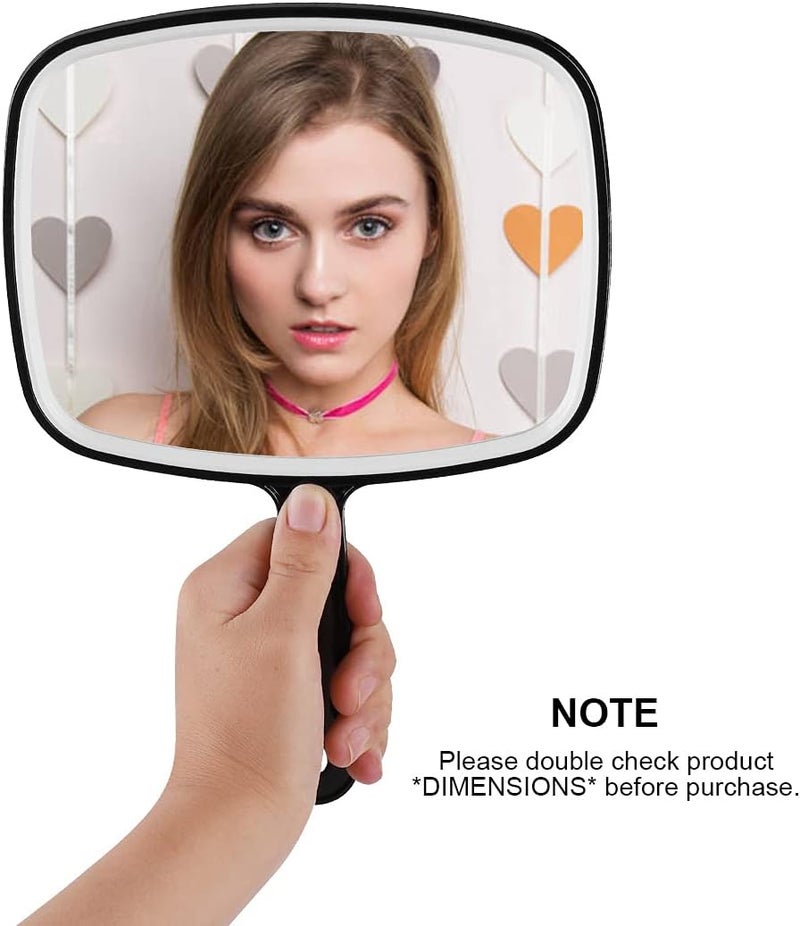 Koonero مرآة يدوية كبيرة من Nothers مثبتة على الحائط مع مقبض، للاستخدام في التجميل المنزلي وصالونات التجميل والسفر (أسود مربع 10.3 × 7.3 بوصة) - Image 2