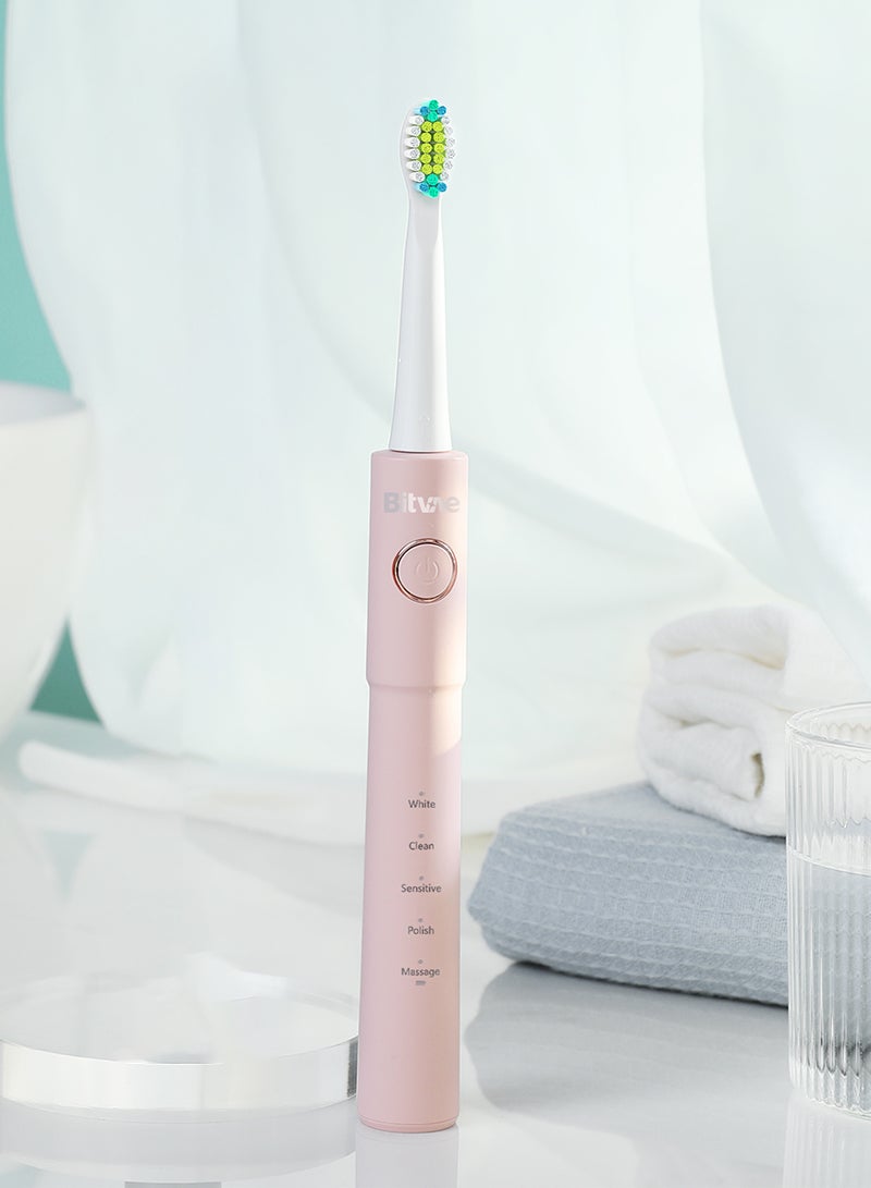 Bitvae Ultrasonic Electric Toothbrush - Rechargeable Sonic Electric Toothbrush for Adults and Kids, Power Toothbrush, 8 Brush Heads, Smart Timer, Fast Charge, Pink - Image 3
