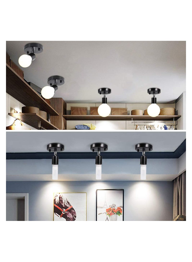 KASTWAVE Ceiling Lamp Socket Adapter 220V Lamp Holder Light E27 Lamp Holder Adapter Retro Vintage Rotating Bulb Socket Socket Light Holder 180 Degree Home Decor Cafe (Black) - Image 3