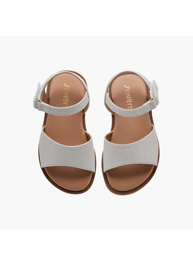 جونيورز Girls Textured Flat Sandals with Hook and Loop Closure