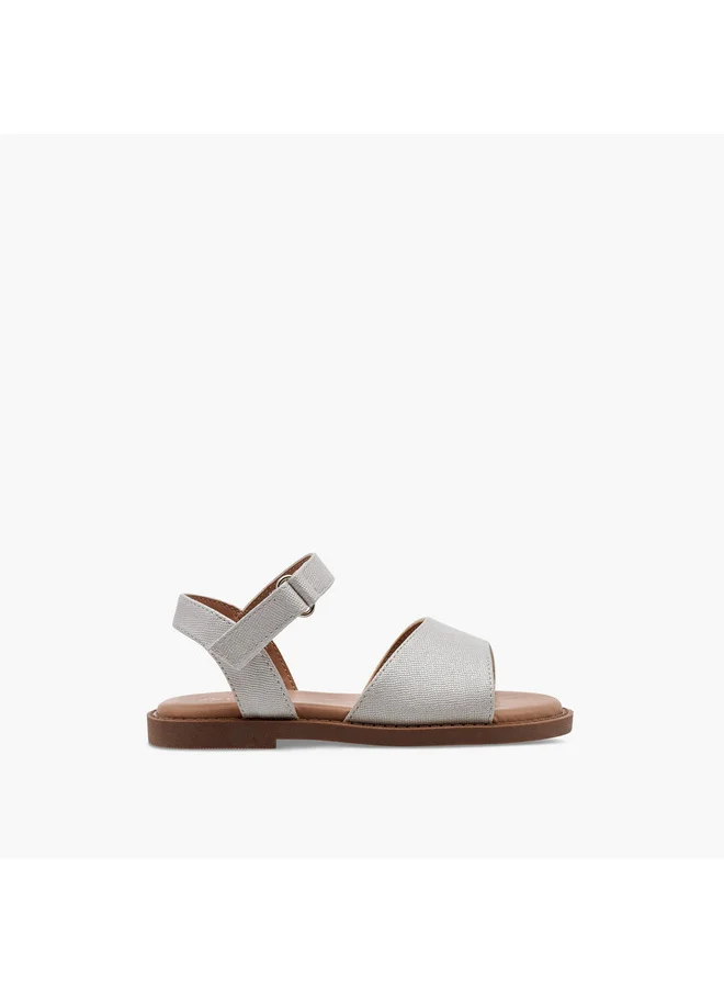 جونيورز Girls Textured Flat Sandals with Hook and Loop Closure