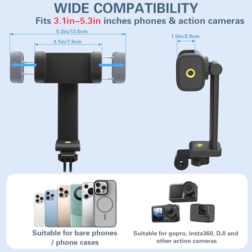 Beviliu Neck Phone Holder for Recording, Hands-Free POV/Vlog Neck Mount with Phone Clip & Chest Strap for Cooking/Fishing/Video Filming, Content Creator Phone Holder for iPhone Android Insta360 - Image 4