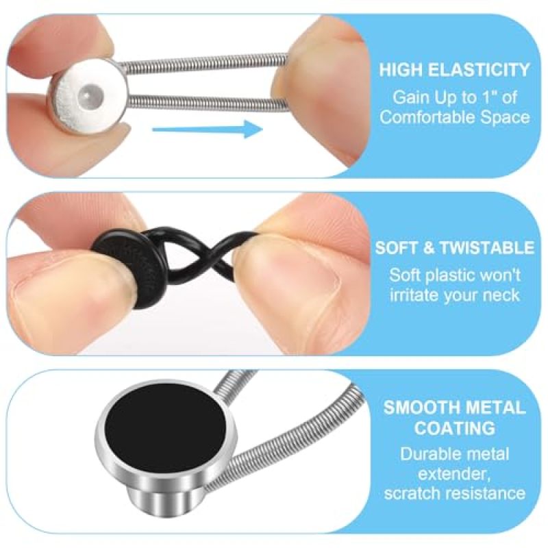 Shirt Neck Extender 10 Mm Diameter Instant Comfort Button Extender - Slim Discreet Design Collar Extender for Men’s And Women’s Formal Office Events - Image 3