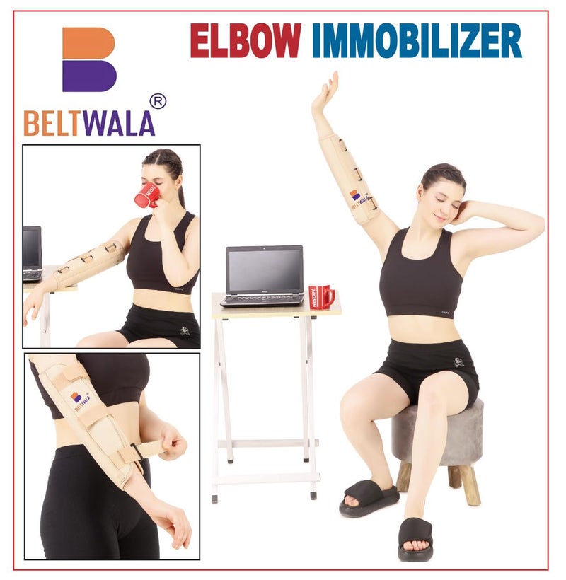 Beltwala Elbow Brace Arm Immobilizer Splint (L) | Cotton Elbow Support Stabilizer with Aluminum Strips for Fracture, Sprains, Dislocation & Arthritis Pain Relief | Adjustable, Breathable & Lightweight - Image 2