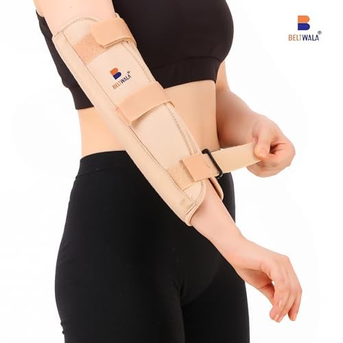 Beltwala Elbow Brace Arm Immobilizer Splint (L) | Cotton Elbow Support Stabilizer with Aluminum Strips for Fracture, Sprains, Dislocation & Arthritis Pain Relief | Adjustable, Breathable & Lightweight - Image 5