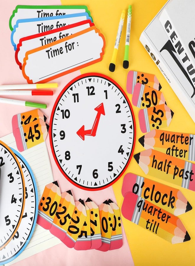 Hedeey Color Telling Time Bulletin Board Decorations Classroom Decoration Analog Clock Practice Clock Cutouts Telling Time Teaching Clock for Kids Students Elementary Teacher Supplies - Image 4