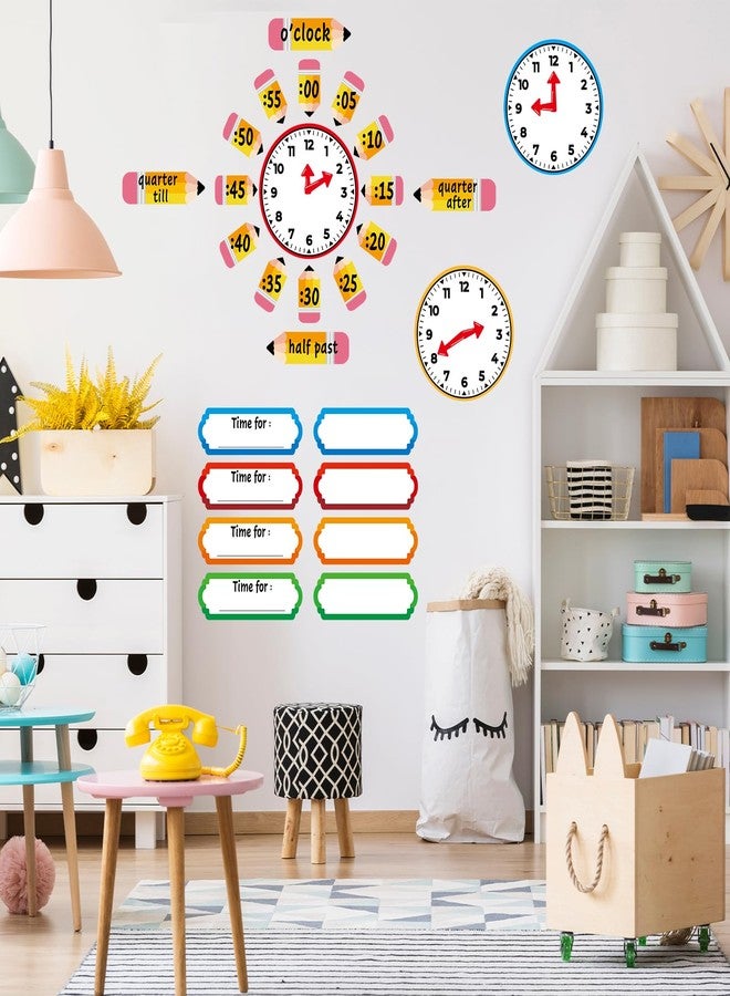 Hedeey Color Telling Time Bulletin Board Decorations Classroom Decoration Analog Clock Practice Clock Cutouts Telling Time Teaching Clock for Kids Students Elementary Teacher Supplies - Image 5