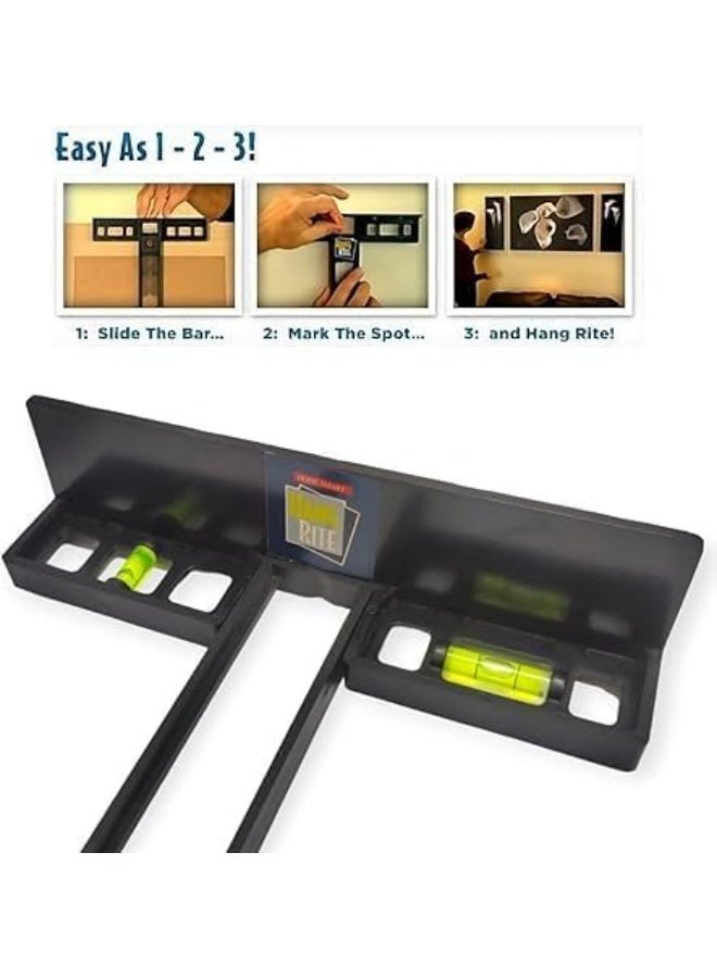 ميزان مائى متخصص لتعليق الصور و اللوحات، لتعليق مثالى للصور و المرايا بسهولة، مؤشرات ميل عامودية و افقية مدمجة مع مسطرة متحركة لتحديد مكان التعليق - Image 4