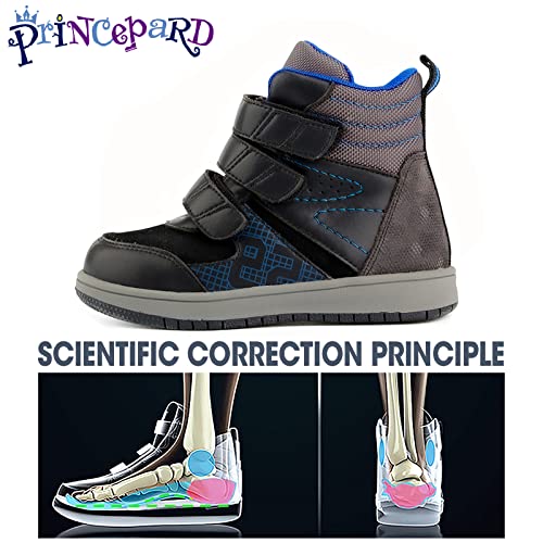 princepard Kids Orthopedic Shoes,Toddlers Corrective High Top Boots with Arch and Ankle Support,Improve Children's Flat Feet and Valgus/varus Black - Image 3