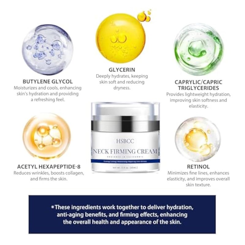 HSBCC Neck Firming Cream, Neck Cream, Anti-Wrinkle Cream, Double Chin Cream, Skin Repair Cream and Frizzy Skin Cream. - Image 3