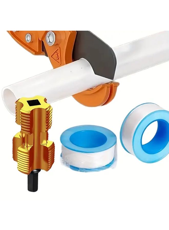 4 Pcs Pipe Cutter And Pipe Repair Kit With Drill Guide Heavy Duty PVC PPR Tool Set 1 2 DN15 3 4 DN20 Sizing Sealant Tape And Repair Bands For DIY Professional Plumbing - Image 5