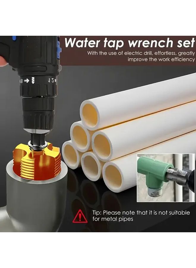 4 Pcs Pipe Cutter And Pipe Repair Kit With Drill Guide Heavy Duty PVC PPR Tool Set 1 2 DN15 3 4 DN20 Sizing Sealant Tape And Repair Bands For DIY Professional Plumbing - Image 3