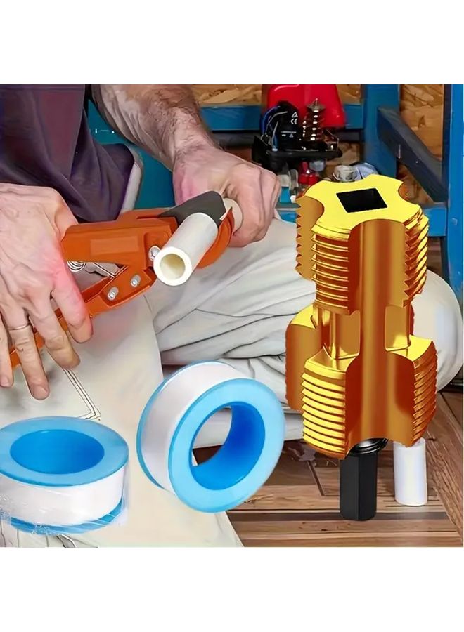 4 Pcs Pipe Cutter And Pipe Repair Kit With Drill Guide Heavy Duty PVC PPR Tool Set 1 2 DN15 3 4 DN20 Sizing Sealant Tape And Repair Bands For DIY Professional Plumbing - Image 2