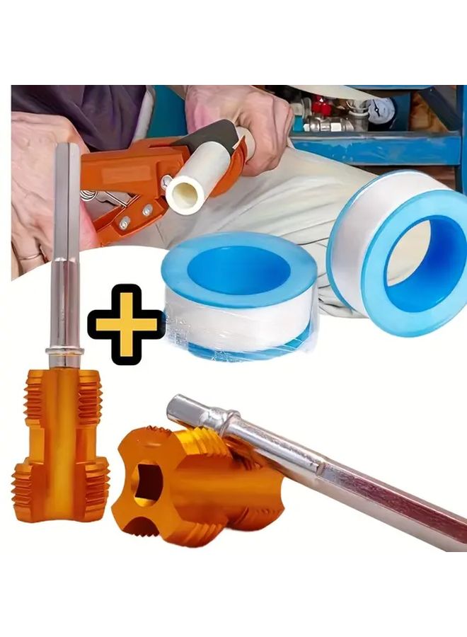 4 Pcs Pipe Cutter And Pipe Repair Kit With Drill Guide Heavy Duty PVC PPR Tool Set 1 2 DN15 3 4 DN20 Sizing Sealant Tape And Repair Bands For DIY Professional Plumbing - Image 1