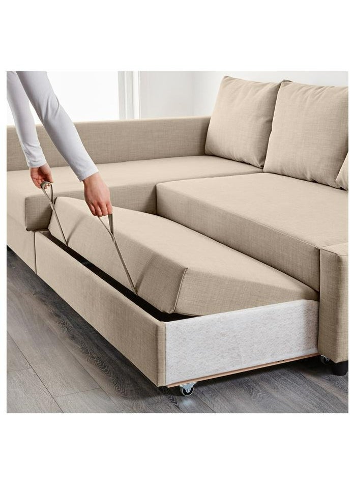 KARNAK Convertible Sofa Cum Bed L-Shape Corner Sofa Plus Diwan Bed With Storage Box & Cushion For Living Room, Home, Office, Apartment, Studio Room 3 Seater Ksb211 Beige 215X150X75 Cm  - Image 5