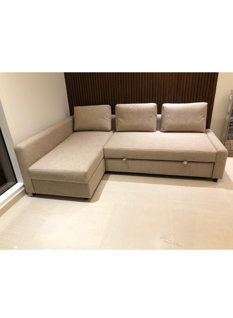 KARNAK Premium L-Shape Sofa Bed with Storage – Convertible Pull-Out Sleeper Couch with Chaise Lounge, Beige Fabric Upholstery, Modern Space-Saving Design for Living Room  - Image 4