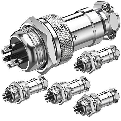 DIYhz GX16 5 Pins Panel Metal Mount Circular Metal Aviation Connector Adapter Male Female Plug Socket (5 Pcs) - Image 1